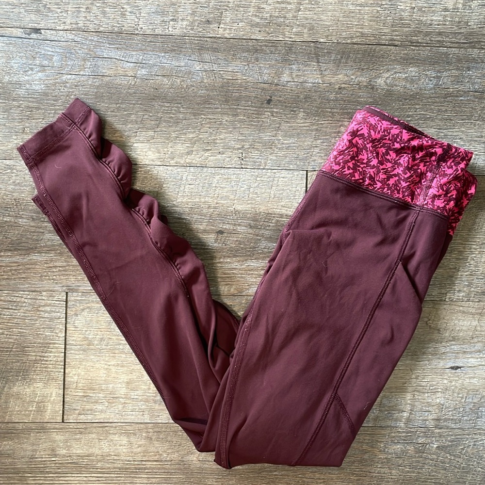 Lululemon All The Right Places Scrunch Maroon Patterned Leggings